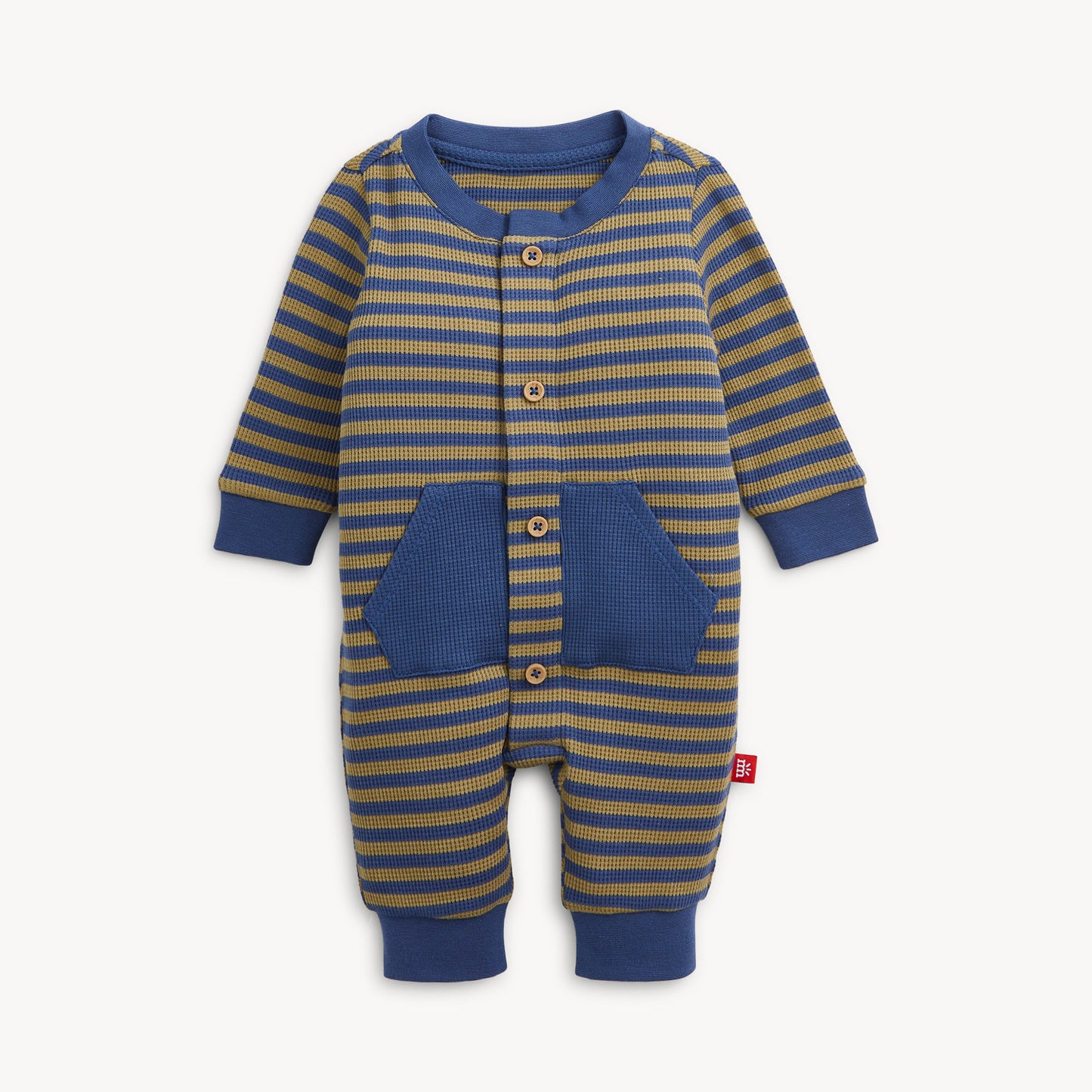 Magnetic Me | Waffle Green Stripe Boys Romper