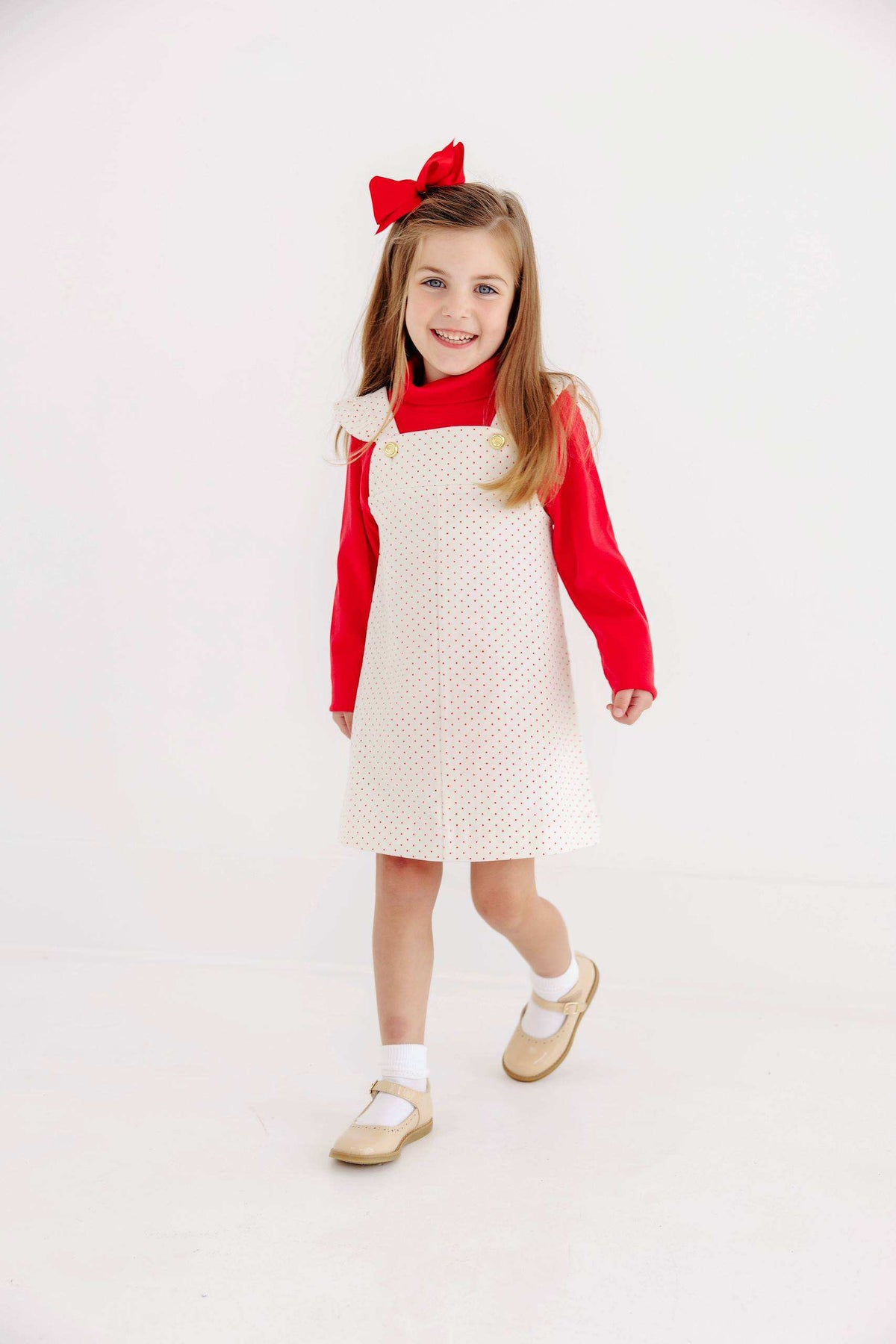 TBBC | Julia Jumper (Corduroy) - Palmetto Pearl with Richmond Red Microdot